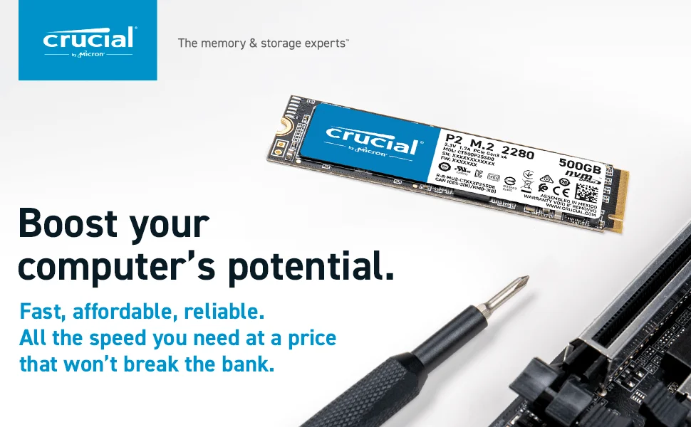 Buy Crucial P2 1TB 3D NAND NVMe PCIe M.2 SSD Up To 2400MB/s