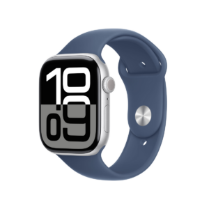 Apple Watch Series 10 GPS 46mm Silver Aluminium Case with Denim Sport Band - M/L